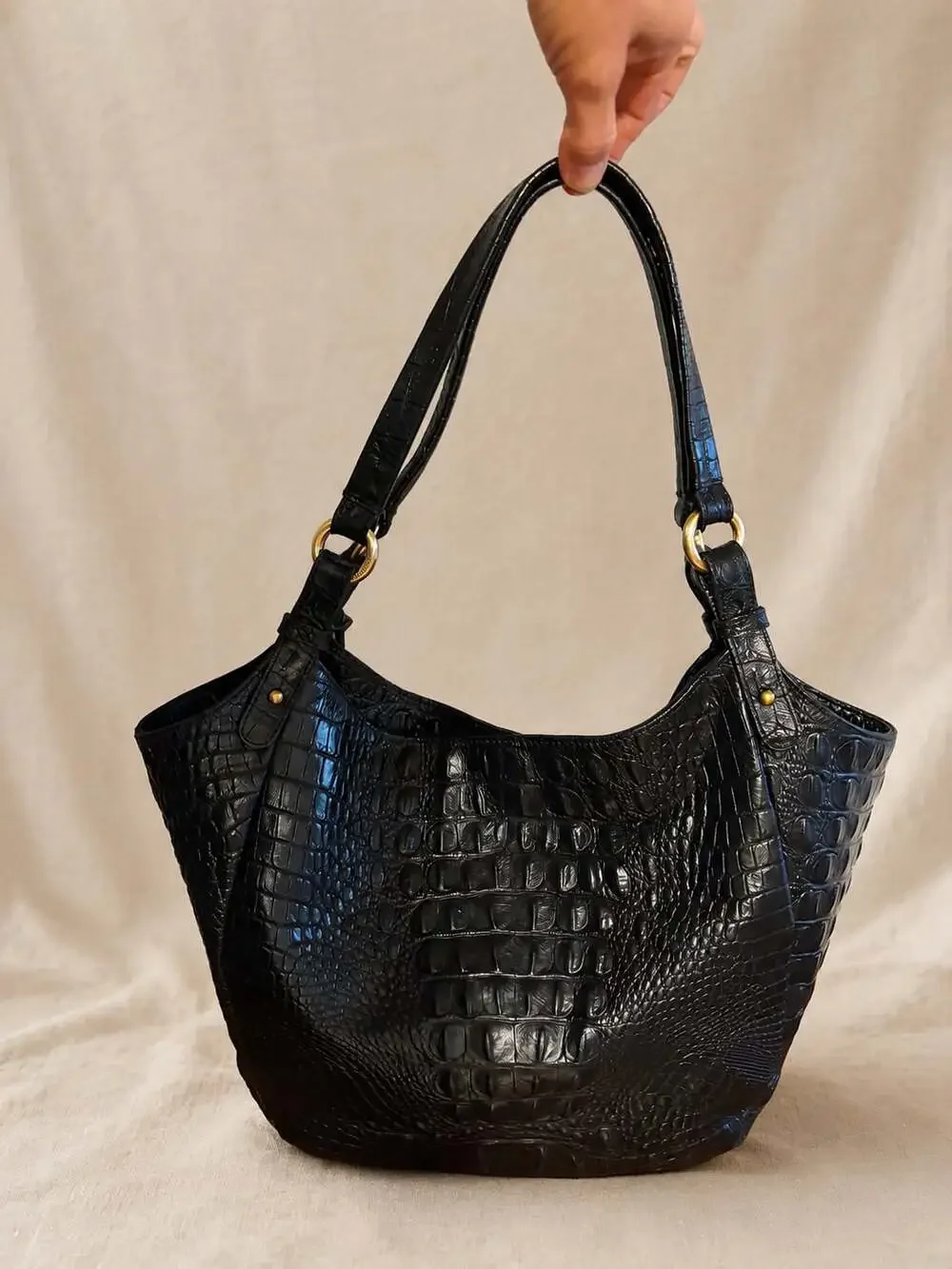 Brahmin Melbourne Croc Embossed Leather Shoulder Tote